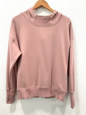 Apana XL Mauve Pink Cowl Neck Fleece Hoodie Thumbhole Athleisure Pullover